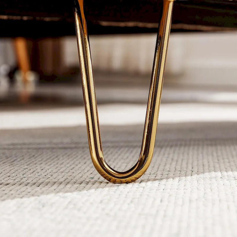 Upholstered Storage Ottoman Bench with Gold Hairpin Legs Faux Fur