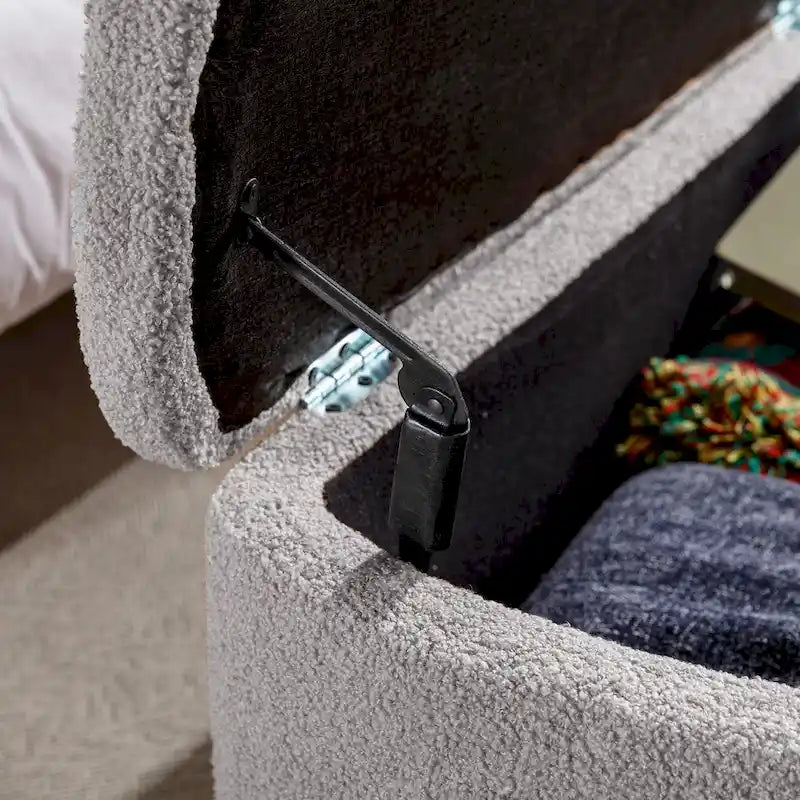 Upholstered Storage Ottoman Bench with Gold Hairpin Legs Faux Fur