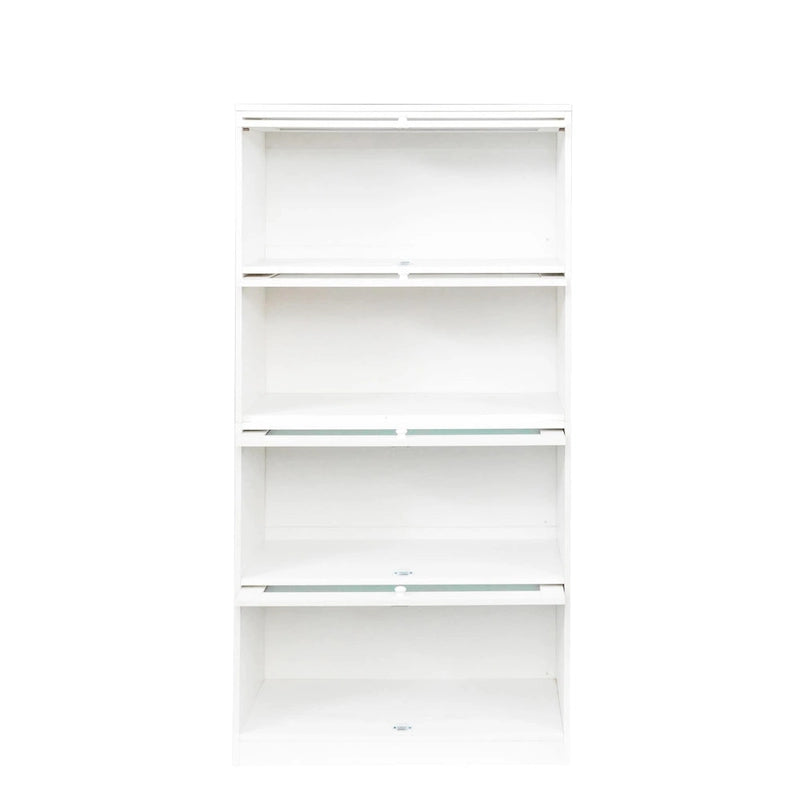 4-Layer Flip-Up Glass Door Storage Cabinet Walnut Brown White