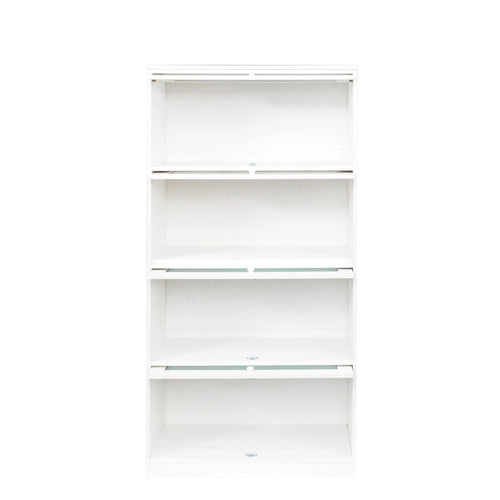 4-Layer Flip-Up Glass Door Storage Cabinet Walnut Brown White
