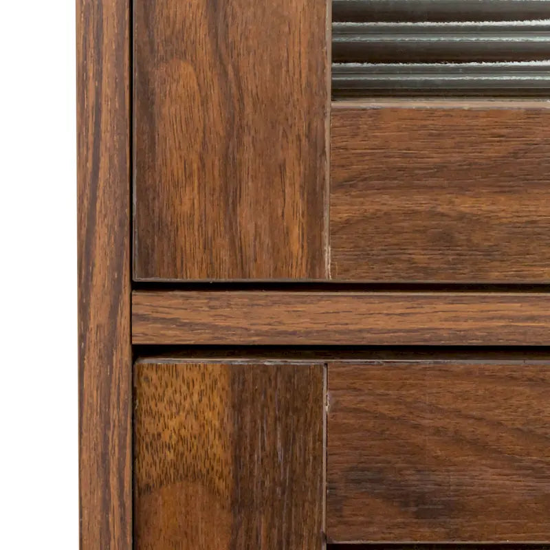 4-Layer Flip-Up Glass Door Storage Cabinet Walnut Brown White