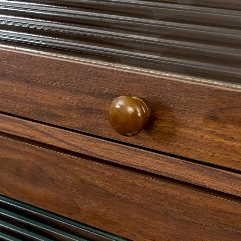 4-Layer Flip-Up Glass Door Storage Cabinet Walnut Brown White