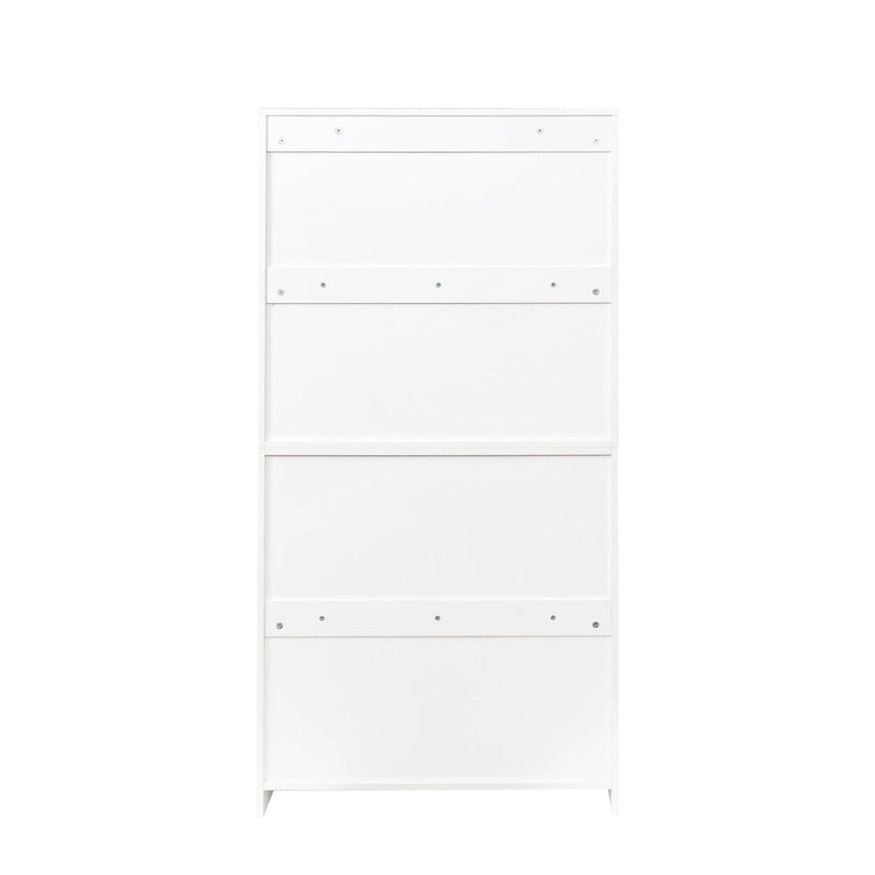 4-Layer Flip-Up Glass Door Storage Cabinet Walnut Brown White