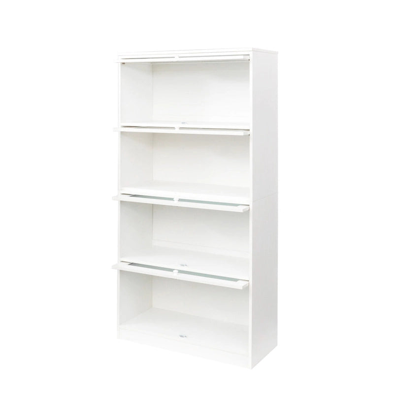 4-Layer Flip-Up Glass Door Storage Cabinet Walnut Brown White