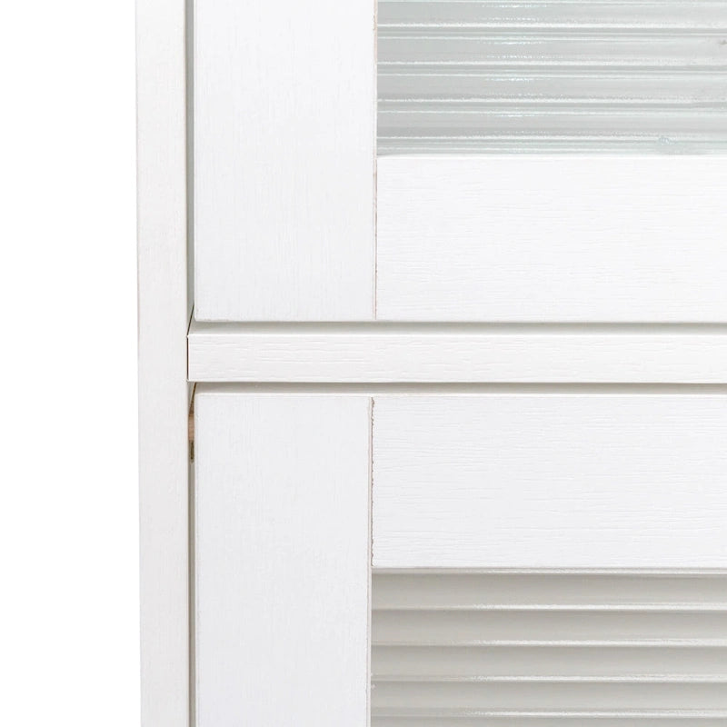 4-Layer Flip-Up Glass Door Storage Cabinet Walnut Brown White
