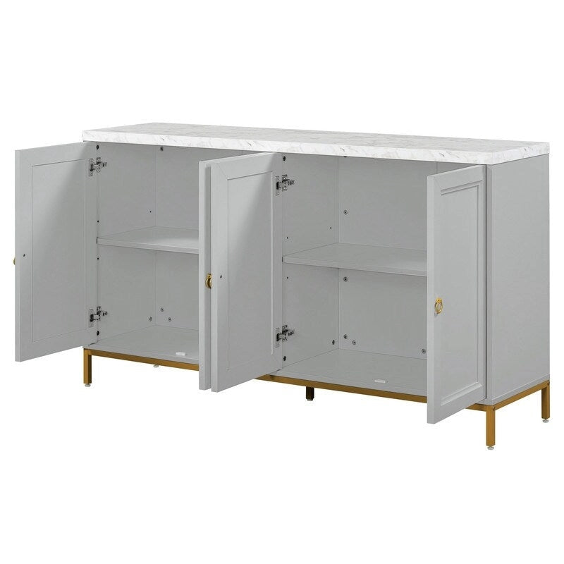 Modern Sideboard with Extra Large Storage Space with Metal Handles and Support Legs for Living Room and Dining Roo
