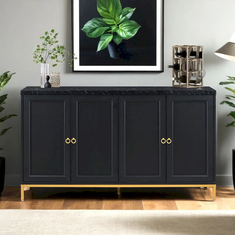 Modern Sideboard with Extra Large Storage Space with Metal Handles and Support Legs for Living Room and Dining Roo
