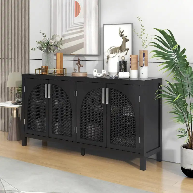 60 Large Storage Space Artificial Rattan Doors Buffet/Sideboard