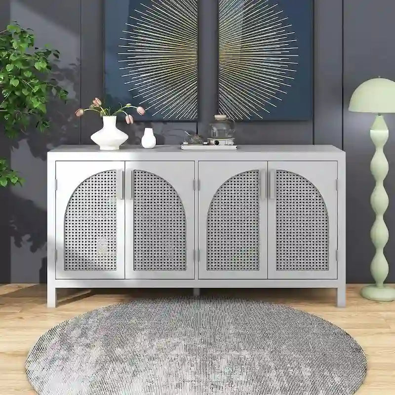 60 Large Storage Space Artificial Rattan Doors Buffet/Sideboard