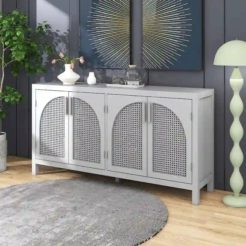 60 Large Storage Space Artificial Rattan Doors Buffet/Sideboard