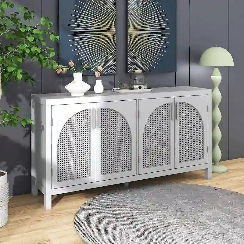 60 Large Storage Space Artificial Rattan Doors Buffet/Sideboard