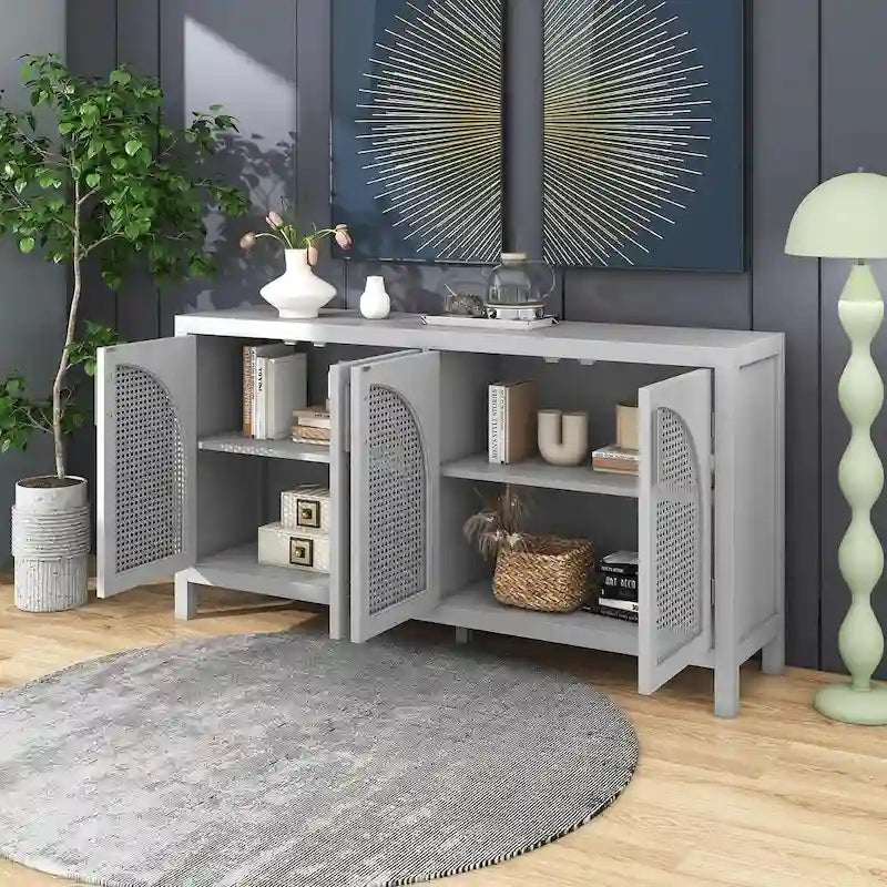 60 Large Storage Space Artificial Rattan Doors Buffet/Sideboard