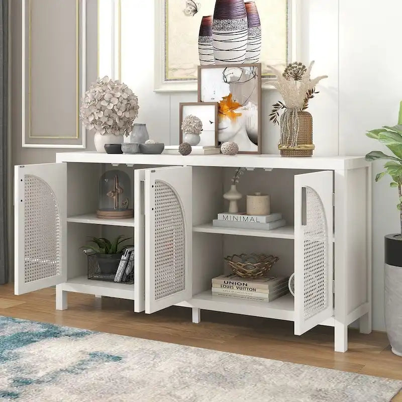 60 Large Storage Space Artificial Rattan Doors Buffet/Sideboard