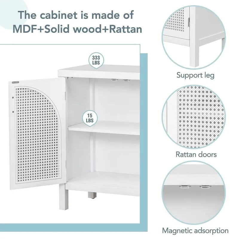 60 Large Storage Space Artificial Rattan Doors Buffet/Sideboard