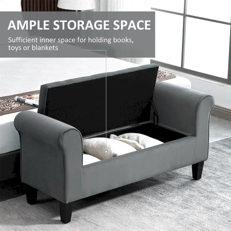 Button-Tufted Storage Ottoman Bench