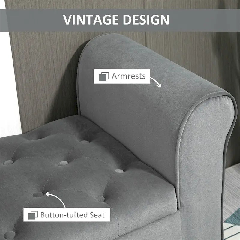 Button-Tufted Storage Ottoman Bench