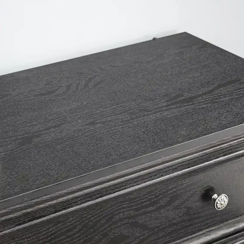 5-Drawer Dresser Chest White Black Farmhouse Storage Cabinet Metal Handles