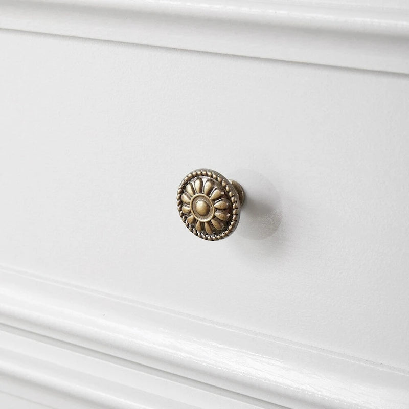 5-Drawer Dresser Chest White Black Farmhouse Storage Cabinet Metal Handles