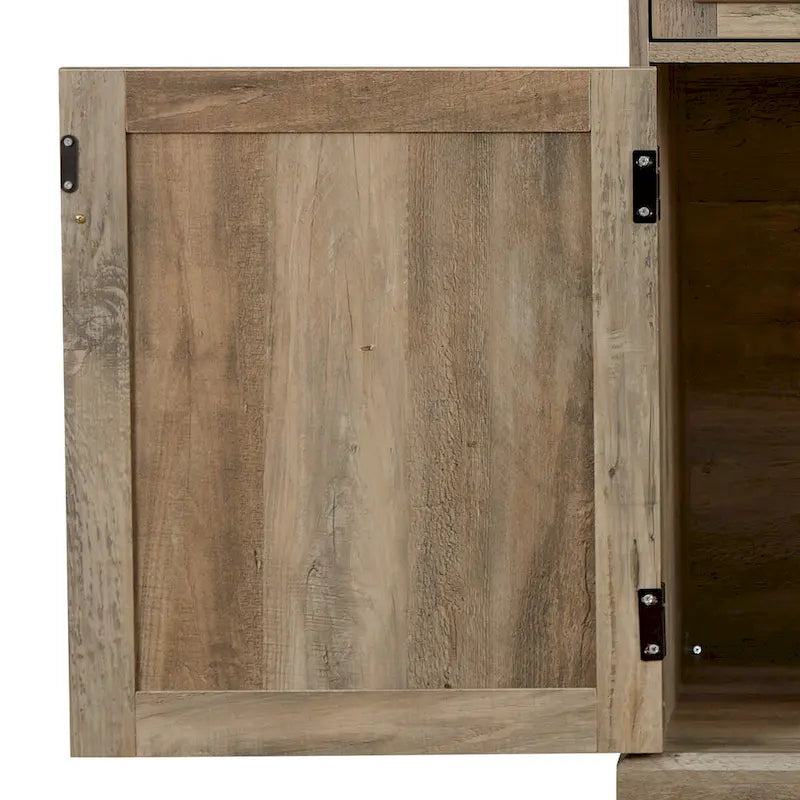 Classic Farmhouse Style Wooden Sideboard with Removable Wine Racks