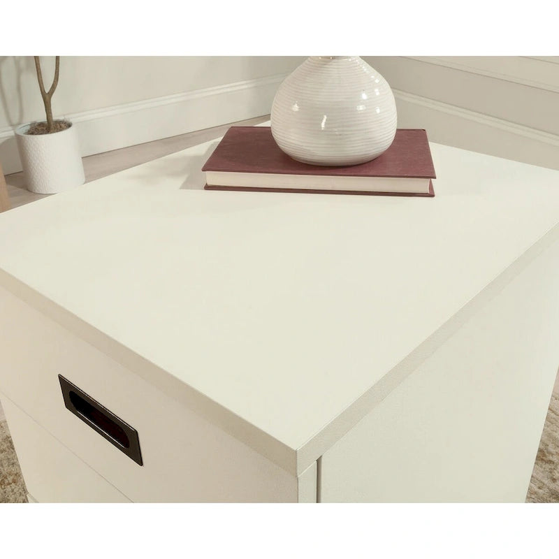 3-Drawer Mobile File Cabinet White with Bronze Hardware and Casters