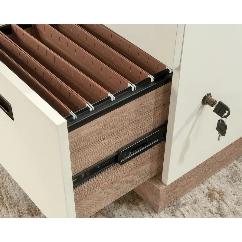 3-Drawer Mobile File Cabinet White with Bronze Hardware and Casters