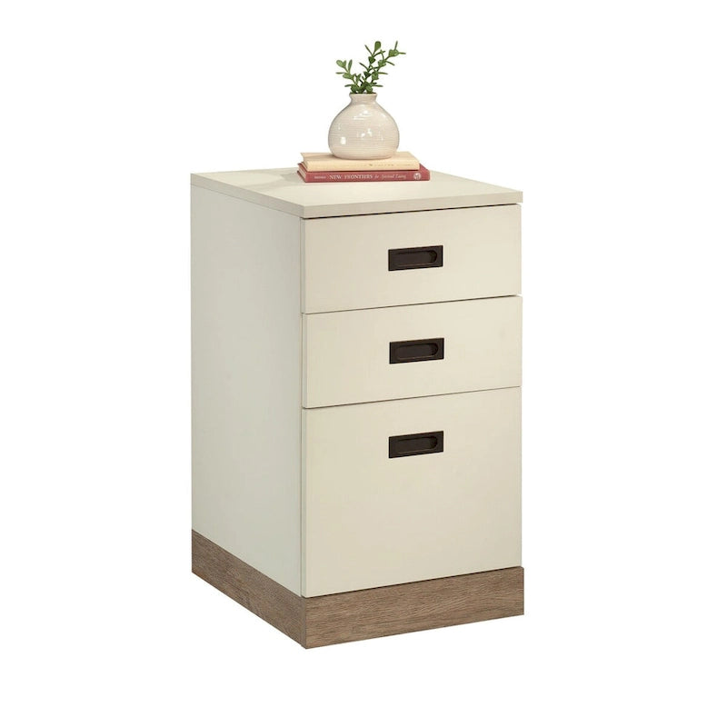 3-Drawer Mobile File Cabinet White with Bronze Hardware and Casters