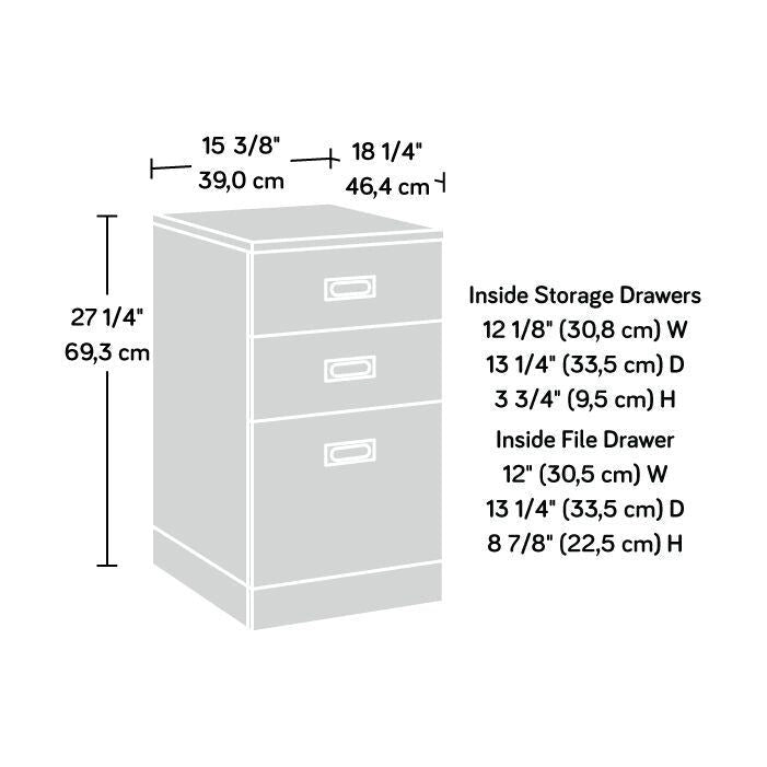 3-Drawer Mobile File Cabinet White with Bronze Hardware and Casters