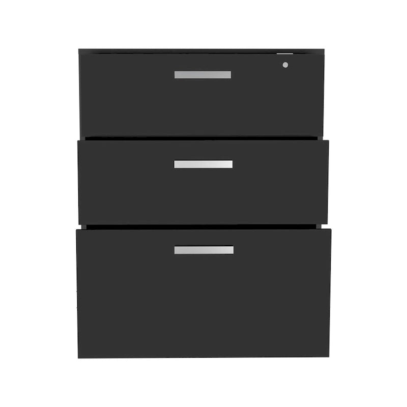 3-Drawer Mobile Storage Cabinet with Casters and Lock, Black
