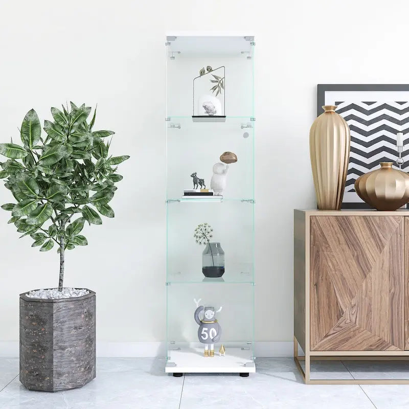 Glass Display Cabinet 4 Shelves with Door