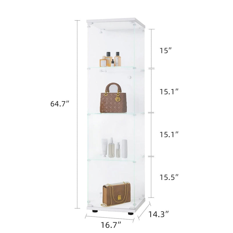 Glass Display Cabinet 4 Shelves with Door