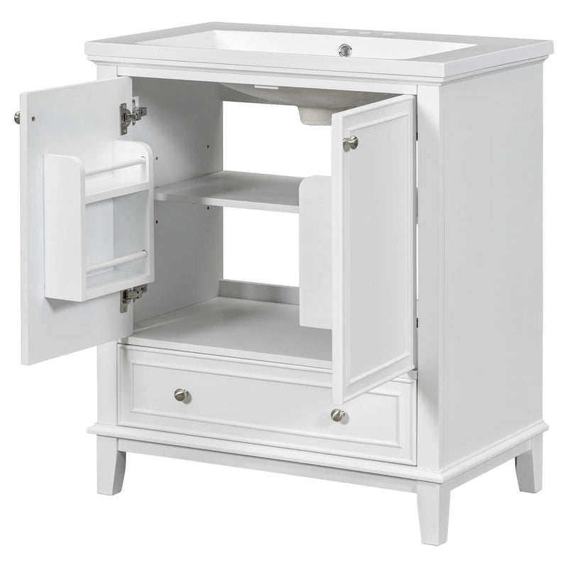 Freestanding Bathroom Vanity Cabinet with Doors Drawer Adjustable Shelf White Grey