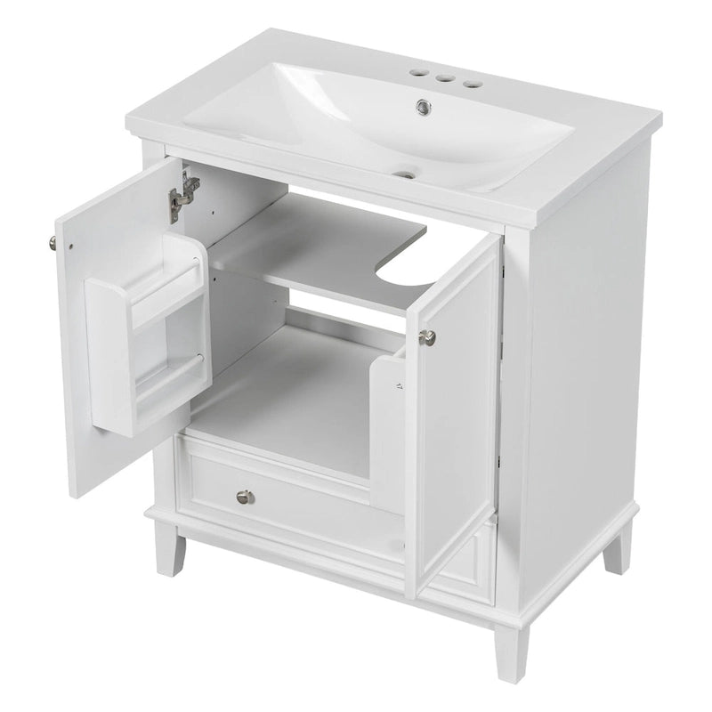 Freestanding Bathroom Vanity Cabinet with Doors Drawer Adjustable Shelf White Grey