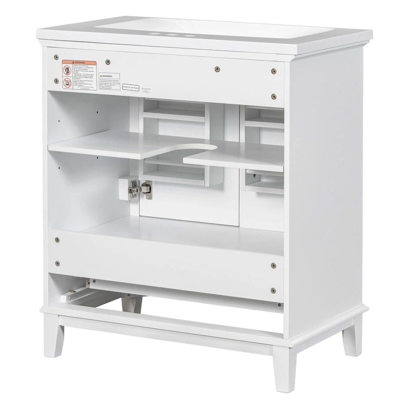 Freestanding Bathroom Vanity Cabinet with Doors Drawer Adjustable Shelf White Grey