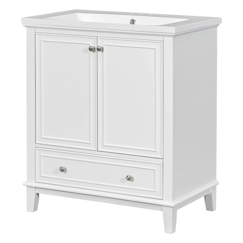 Freestanding Bathroom Vanity Cabinet with Doors Drawer Adjustable Shelf White Grey