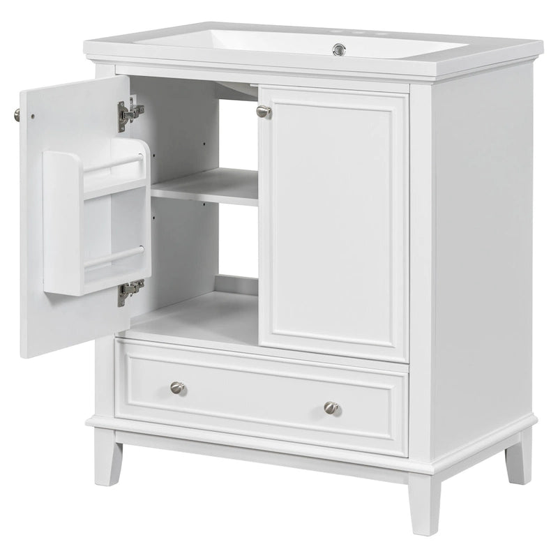 Freestanding Bathroom Vanity Cabinet with Doors Drawer Adjustable Shelf White Grey