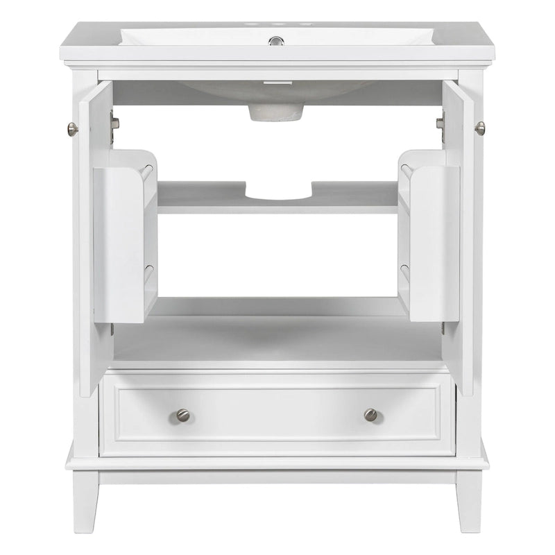 Freestanding Bathroom Vanity Cabinet with Doors Drawer Adjustable Shelf White Grey