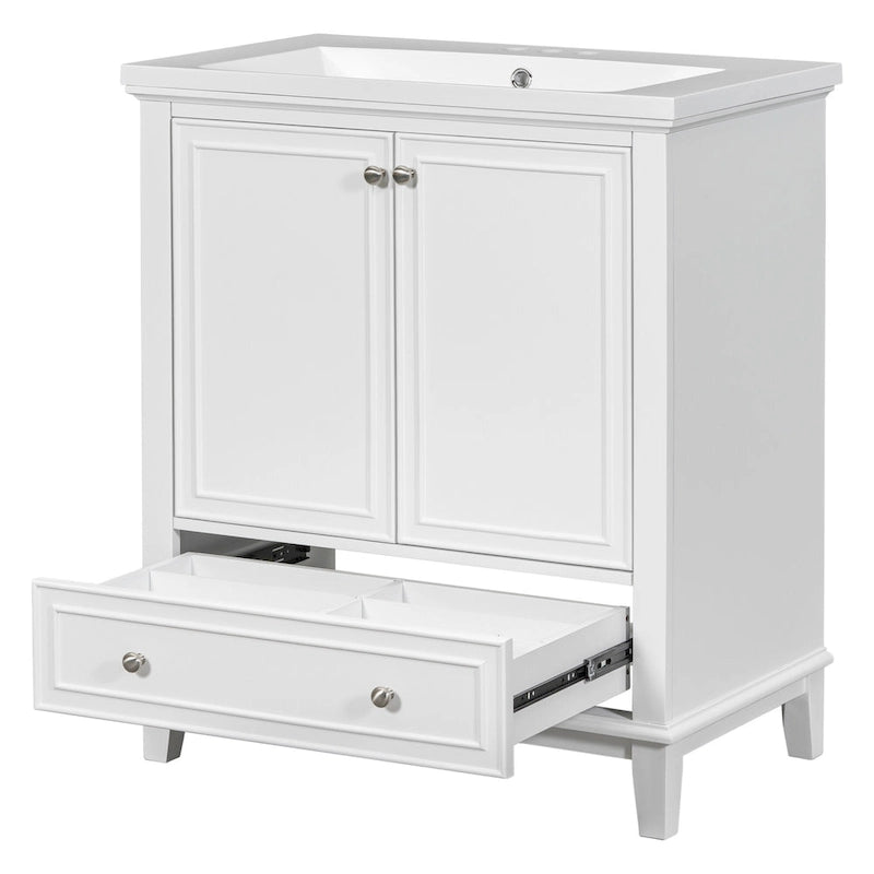 Freestanding Bathroom Vanity Cabinet with Doors Drawer Adjustable Shelf White Grey