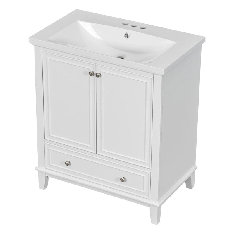 Freestanding Bathroom Vanity Cabinet with Doors Drawer Adjustable Shelf White Grey