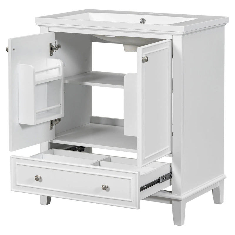 Freestanding Bathroom Vanity Cabinet with Doors Drawer Adjustable Shelf White Grey