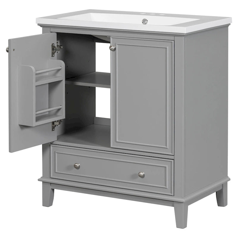 Freestanding Bathroom Vanity Cabinet with Doors Drawer Adjustable Shelf White Grey