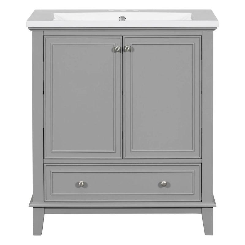 Freestanding Bathroom Vanity Cabinet with Doors Drawer Adjustable Shelf White Grey