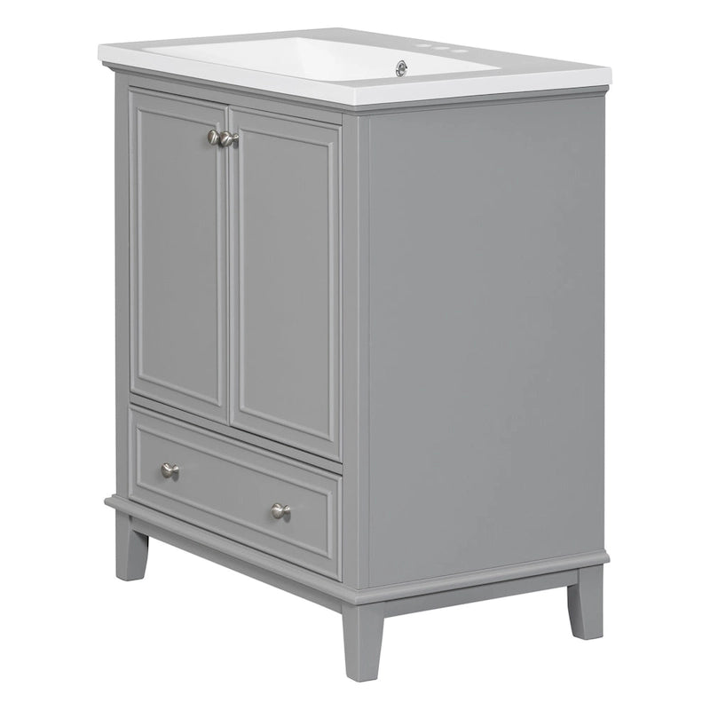 Freestanding Bathroom Vanity Cabinet with Doors Drawer Adjustable Shelf White Grey