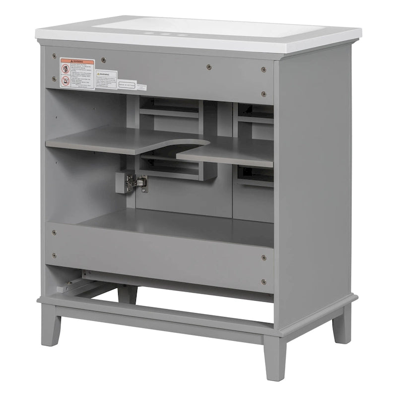Freestanding Bathroom Vanity Cabinet with Doors Drawer Adjustable Shelf White Grey