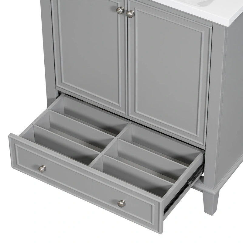 Freestanding Bathroom Vanity Cabinet with Doors Drawer Adjustable Shelf White Grey