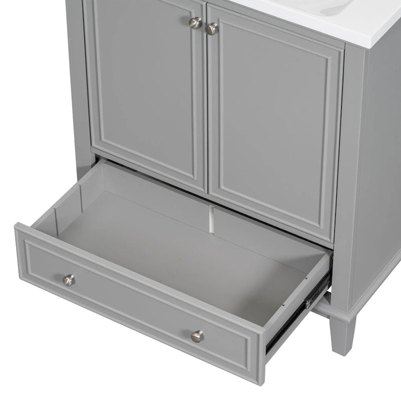 Freestanding Bathroom Vanity Cabinet with Doors Drawer Adjustable Shelf White Grey