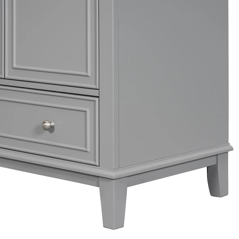 Freestanding Bathroom Vanity Cabinet with Doors Drawer Adjustable Shelf White Grey