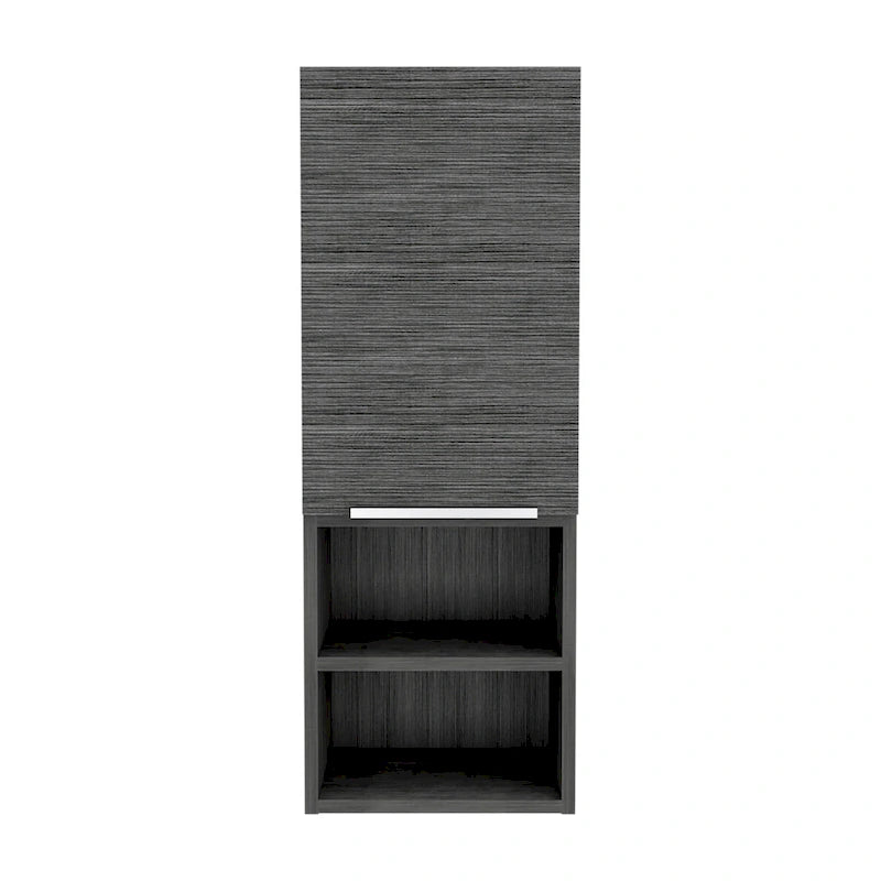 Single Door Bathroom Cabinet with Interior and Exterior Shelves, Gray Smokey Oak