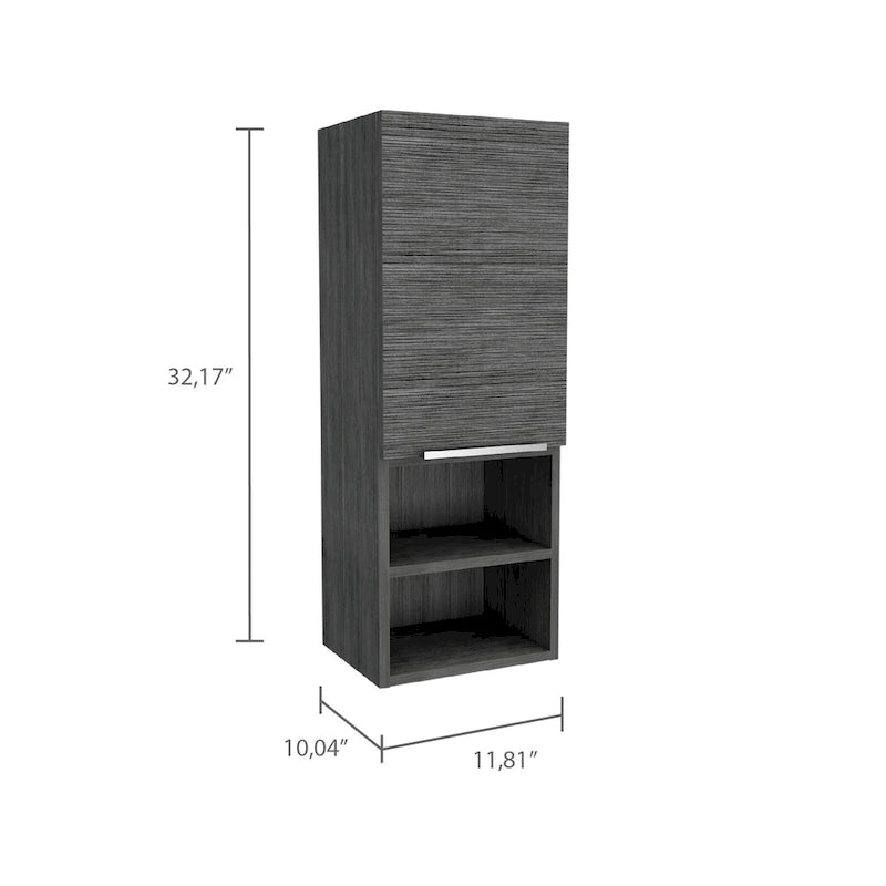 Single Door Bathroom Cabinet with Interior and Exterior Shelves, Gray Smokey Oak