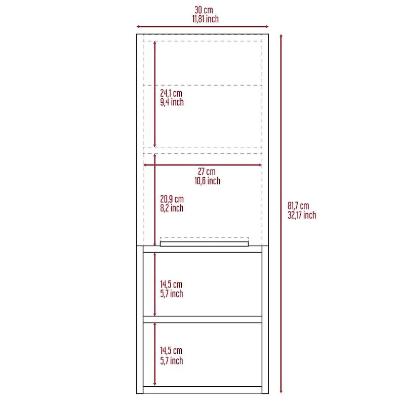 Single Door Bathroom Cabinet with Interior and Exterior Shelves, Gray Smokey Oak