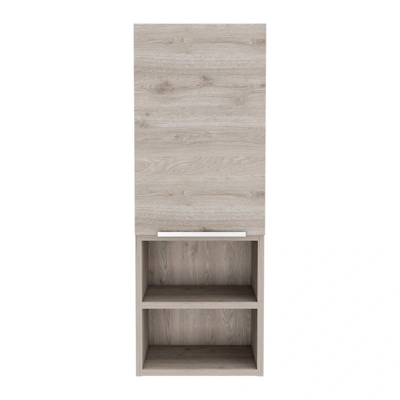 Single Door Bathroom Cabinet with Interior and Exterior Shelves, Gray Smokey Oak